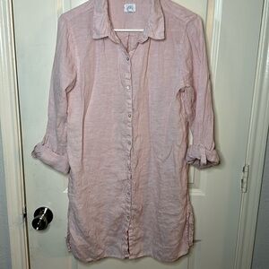 Sigrid Olsen pink 100% linen shirt